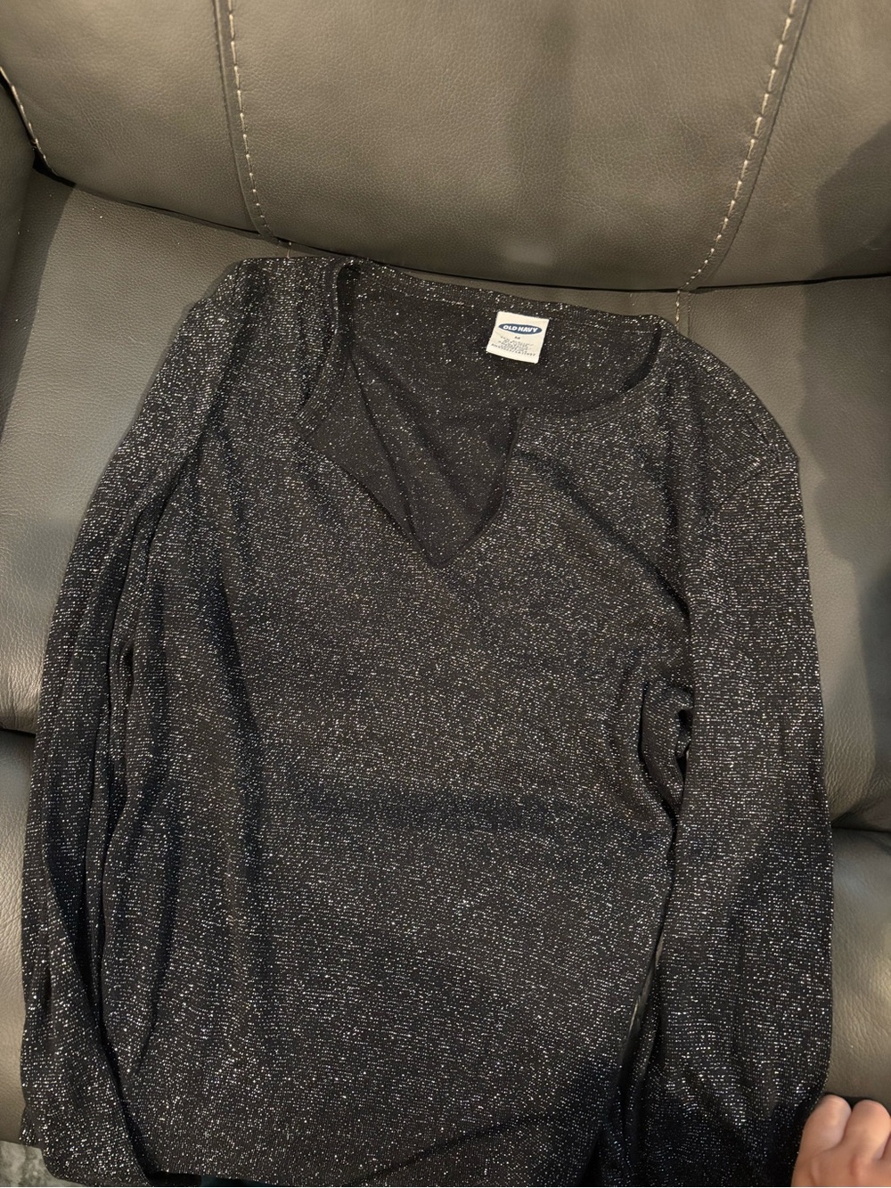 Old Navy Black Sparkle V-Neck Sweater